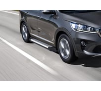 Пороги "Bmw-Style круг" Rival для Kia Sorento III Prime рестайлинг 2017-2020, 180 см, 2 шт., алюминий, D180AL.2803.4