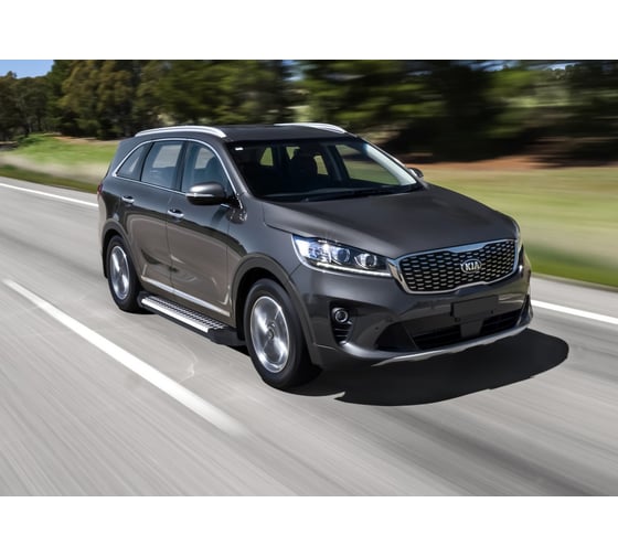 Пороги "Bmw-Style круг" Rival для Kia Sorento III Prime рестайлинг 2017-2020, 180 см, 2 шт., алюминий, D180AL.2803.4