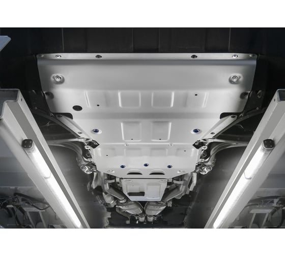 Защита картера, КПП и РК Rival для Porsche Cayenne III (V - 2.9T (440 л.с.); 3.0 (340 л.с.); 4.0T (550 л.с.)) 2017-н.в., штампованная, алюминий 4 мм, K333.4612.1