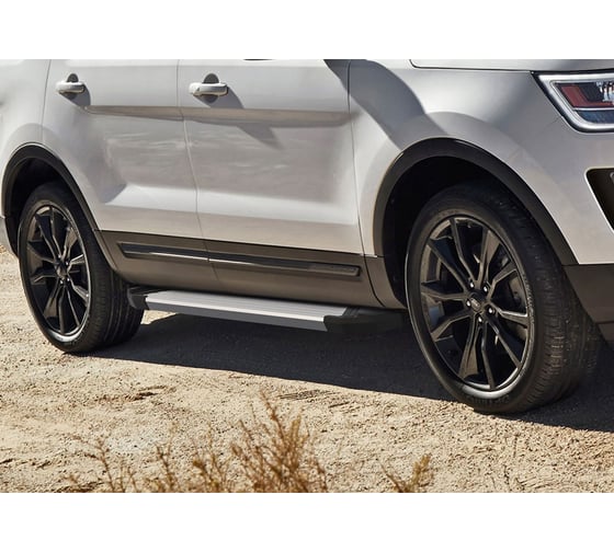 Пороги "Silver" Rival для Ford Explorer V 2010-2019, 193 см, 2 шт., алюминий, F193AL.1802.1