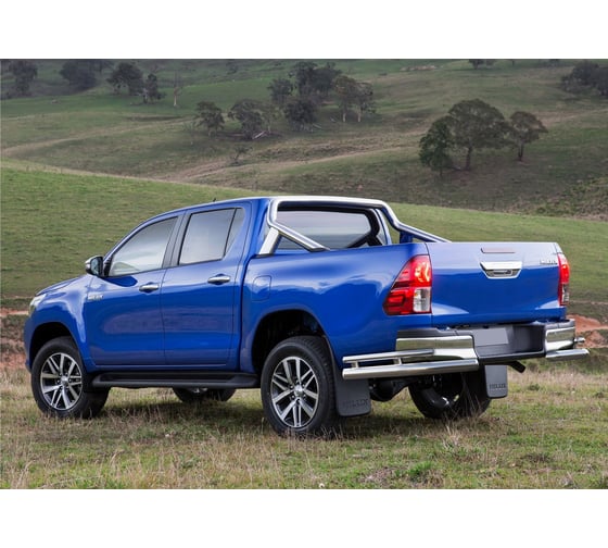 Защита заднего бампера d76+d42 уголки Rival для Toyota Hilux VIII (кроме Exclusive) 2015-2018, нерж. сталь, 2 части, R.5716.009 1