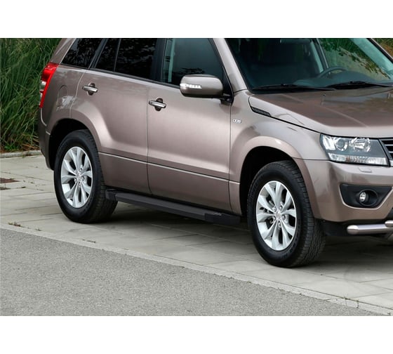 Пороги "Black" Rival для Suzuki Grand Vitara III 5-дв. 2005-2015, 173 см, 2 шт., алюминий, F173ALB.5502.2