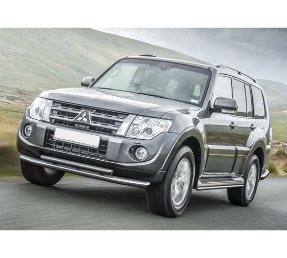 Защита переднего бампера d76+d57 Rival Mitsubishi Pajero IV 2011-2014 2014, R.4002.009 1