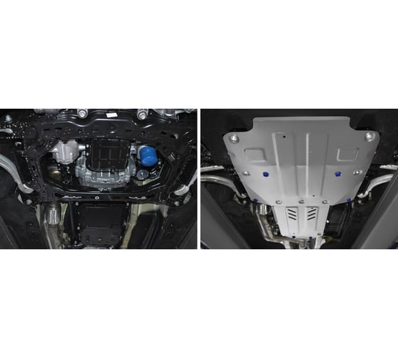 Защита картера, КПП и РК Rival для Genesis G70 (V - 2.0T) 4WD 2018-н.в./Kia Stinger (V - 2.0T; 3.3T) 4WD 2017-н.в., штампованная, алюминий 4 мм, K333.2841.1