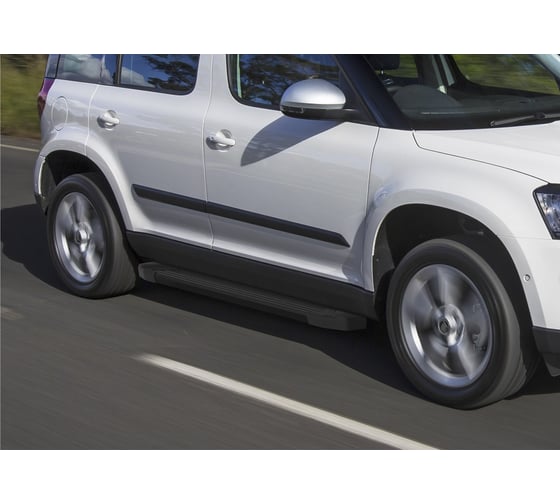 Пороги "Black" Rival для Skoda Yeti 2009-2018, 173 см, 2 шт., алюминий, F173ALB.5101.1