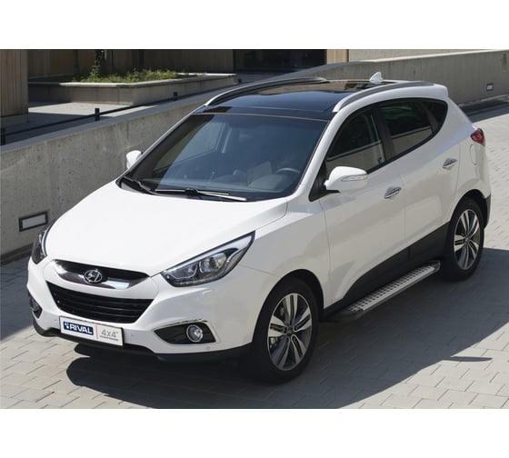 Пороги "Bmw-Style круг" Rival для Hyundai ix35 2010-2015/Kia Sportage III 2010-2016, 173 см, 2 шт., алюминий, D173AL.2303.2