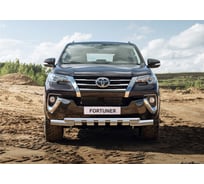 Защита переднего бампера d76+d57 с профильной защитой картера Rival для Toyota Fortuner II 2017-2020, нерж. сталь, R.5720.003