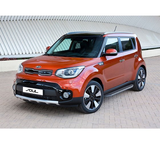 Пороги "Premium" Rival для Kia Soul II рестайлинг 2017-2019, 173 см, 2 шт., алюминий, A173ALP.2804.1