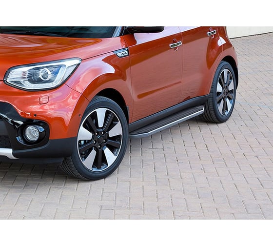 Пороги "Premium" Rival для Kia Soul II рестайлинг 2017-2019, 173 см, 2 шт., алюминий, A173ALP.2804.1