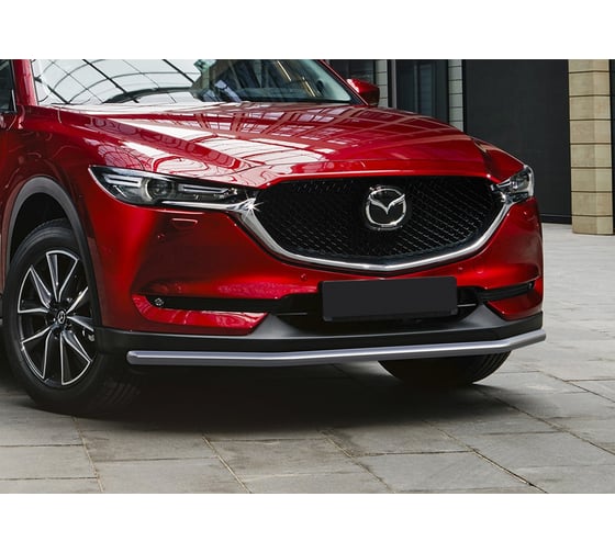 Защита переднего бампера d42 Rival для Mazda CX-5 II 2017-н.в., нерж. сталь, R.3804.001