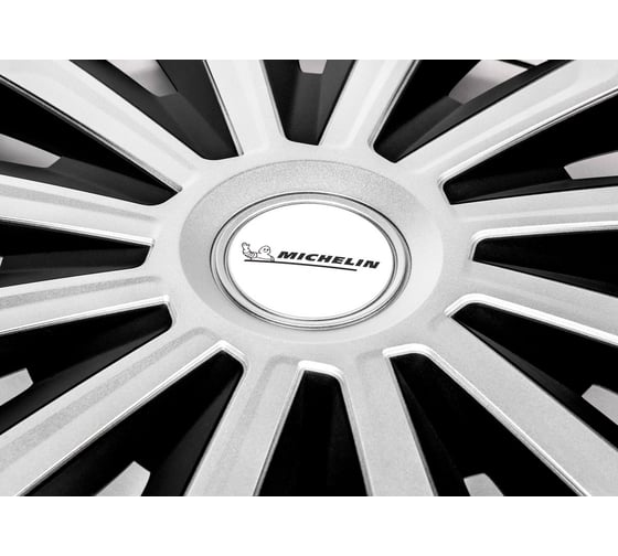 Колесные колпаки MICHELIN 16", "Космо", цвет: серебристо-черный, 4 шт. 300272