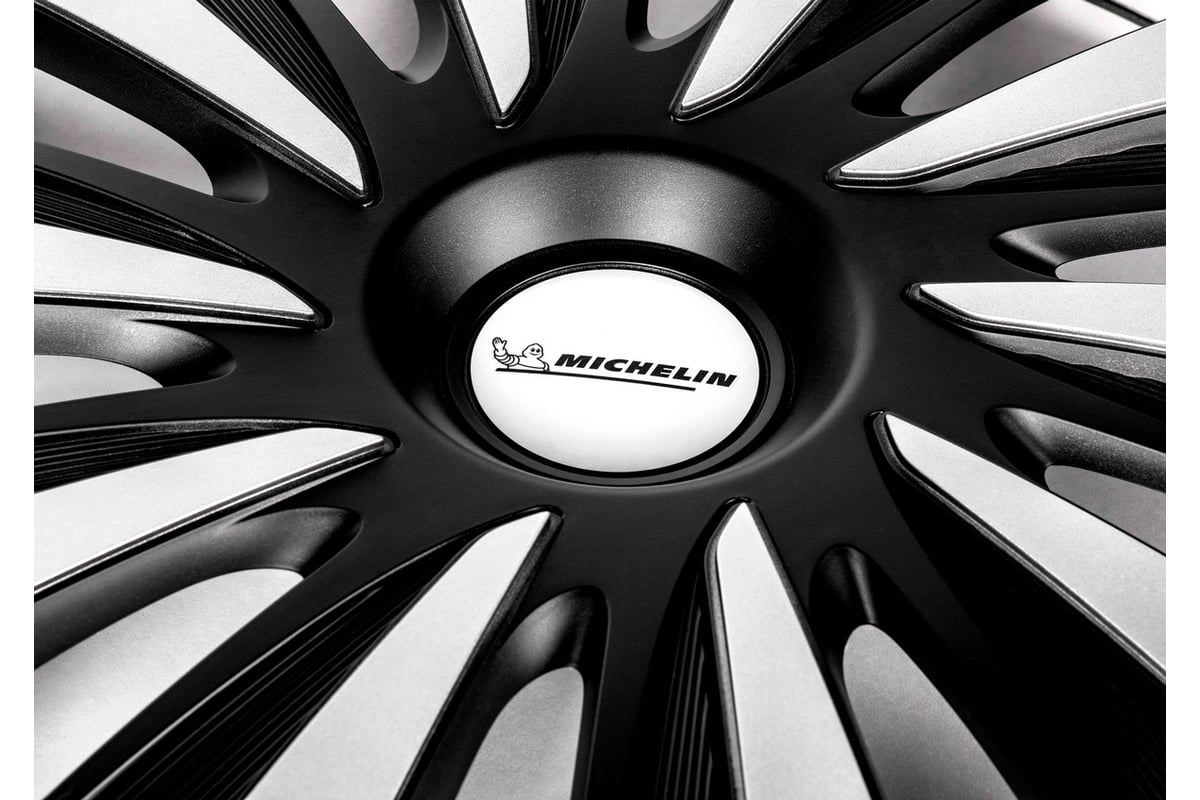 Колесные колпаки MICHELIN 17", "Калибр", цвет: серебристо-черный, 4 шт ...