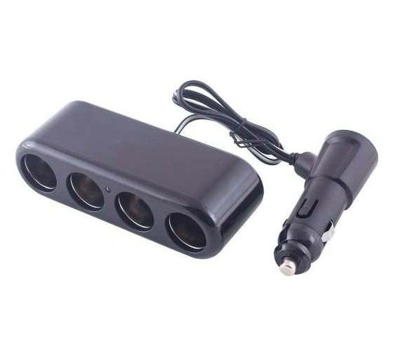 Разветвитель прикуривателя SKYWAY 4 гнезда + USB черный, предохранитель 10А, USB 1A S02301015