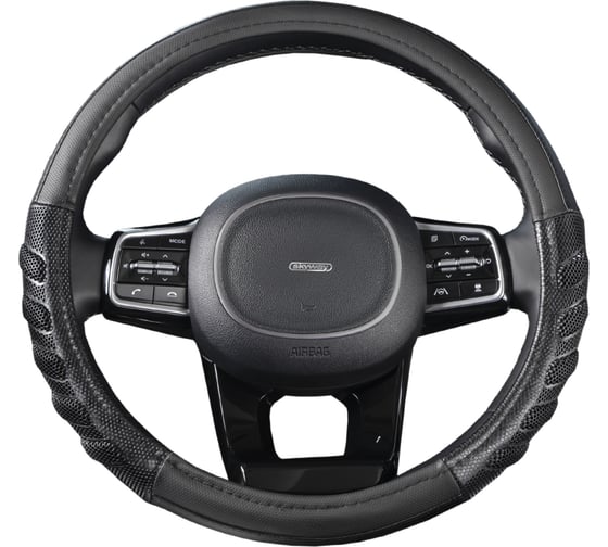 Оплетка SKYWAY Racer-1 M, черная, экокожа S01102414 1