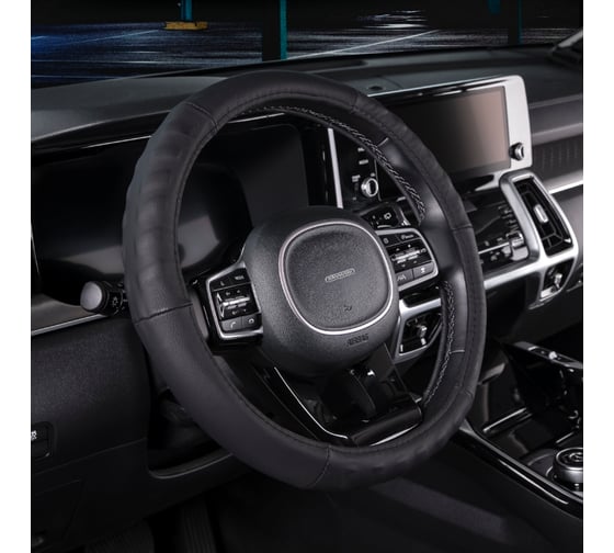 Оплетка SKYWAY Real-3 М, черная, натуральная кожа S01108005
