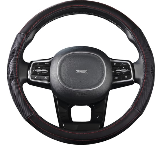 Оплетка SKYWAY Racer-3 M, черно/красная, экокожа S01102421 1