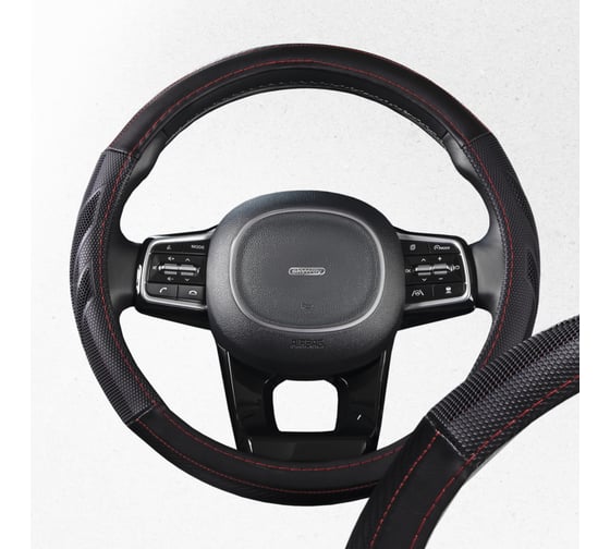 Оплетка SKYWAY Racer-3 M, черно/красная, экокожа S01102421