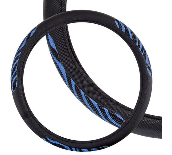 Оплетка SKYWAY Glamour-1 M, черно/синяя, экокожа S01102277 1