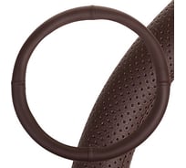 Оплетка SKYWAY Port M, коричневая, строчка кремовая, экокожа S01102453