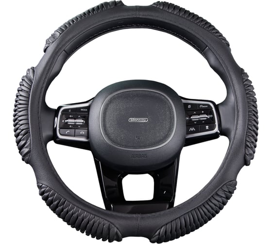 Оплетка SKYWAY Sponge ribby 6 подушечек, M, черная, экокожа S01102223