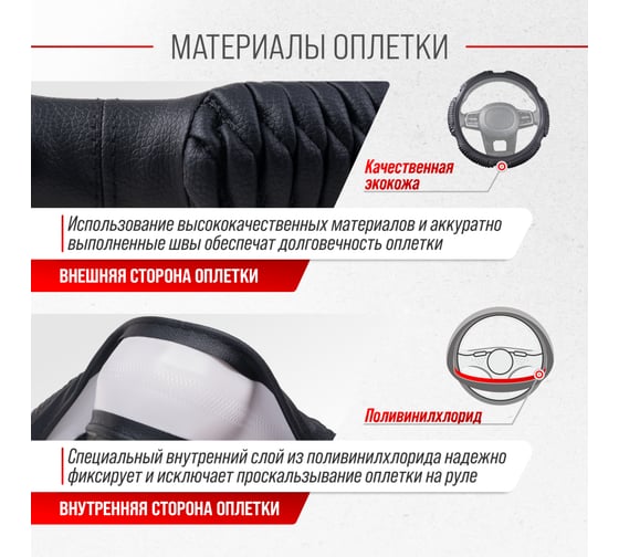 Оплетка SKYWAY Sponge ribby 6 подушечек, M, черная, экокожа S01102223