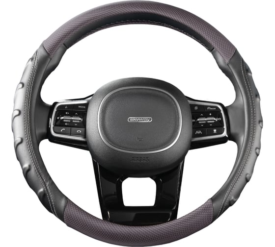 Оплетка SKYWAY Carbon-2 M, черно/серая, экокожа S01102428