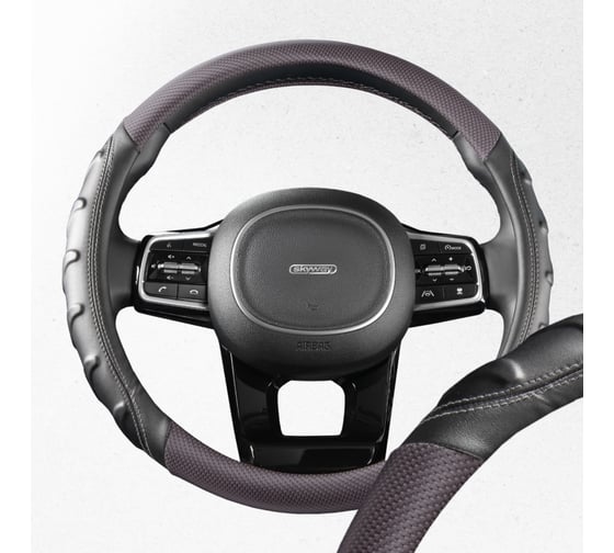 Оплетка SKYWAY Carbon-2 M, черно/серая, экокожа S01102428