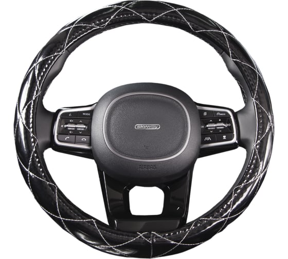 Оплетка SKYWAY Luxury-5 M, черная с белой прострочкой, полиэстер S01105001 1