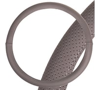 Оплетка SKYWAY Port M, светло-серая, строчка белая, экокожа S01102457