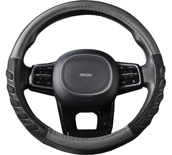 Оплетка SKYWAY Racer-1 M, черно/серая, экокожа S01102413