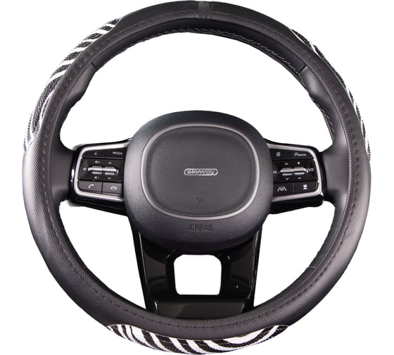 Оплетка SKYWAY Glamour-1 M, черно/белая, экокожа S01102276 1