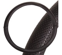 Оплетка SKYWAY Port M, черная, строчка белая, экокожа S01102443