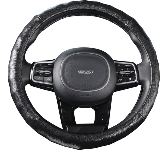 Оплетка SKYWAY Real-6 М, черная, натуральная кожа S01108010