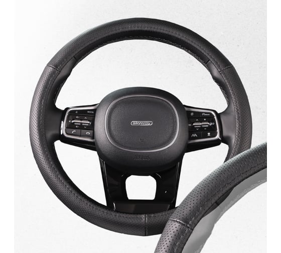 Оплетка SKYWAY Real-1 М, черная, натуральная кожа S01108001