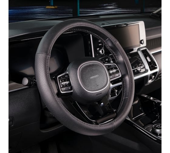 Оплетка SKYWAY Real-1 М, черная, натуральная кожа S01108001