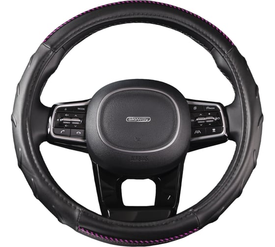 Оплетка SKYWAY Luxury-6 M, черно/розовая, экокожа S01102431