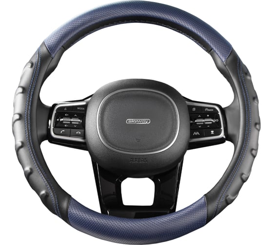 Оплетка SKYWAY Carbon-2 M, черно/синяя, экокожа S01102425 1