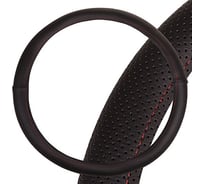 Оплетка SKYWAY Port M, черная, строчка красная, экокожа S01102445