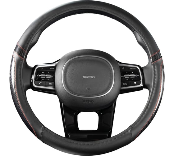 Оплетка SKYWAY Carbon-1 M, черно/серая, экокожа S01102432 1
