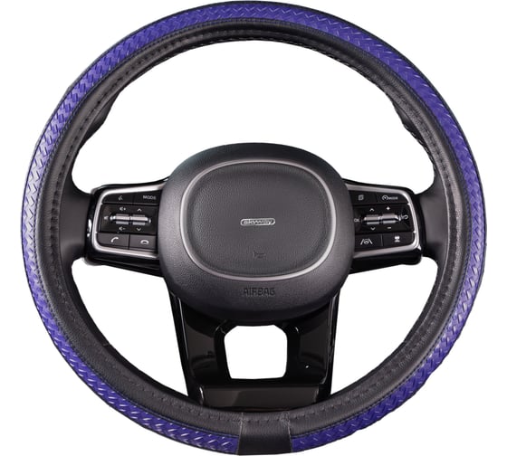 Оплетка SKYWAY Luxury-1 M, черно/синяя, экокожа S01102373 1