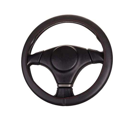 Оплетка SKYWAY FLEX-8 M, черная, строчка красная, экокожа S01109009 1