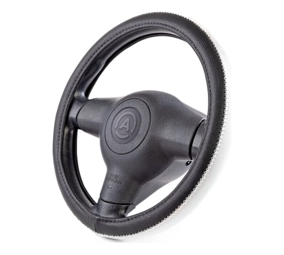 Оплётка руля AUTOPROFI экокожа, размер М AP-1931 BK WH M