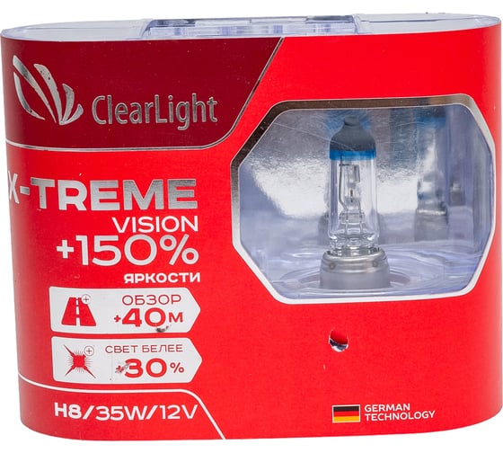 Комплект ламп Clearlight x-treme vision +150 light h8, 12v, 35w, 2 шт MLH8XTV150
