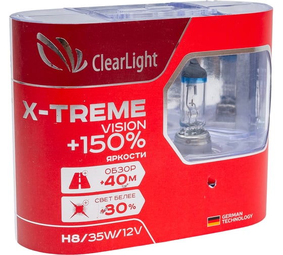 Комплект ламп Clearlight x-treme vision +150 light h8, 12v, 35w, 2 шт MLH8XTV150