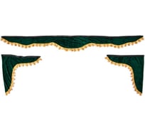 Ламбрекен лобового стекла со шторками SKYWAY 210х60х60см Зеленый S01203021