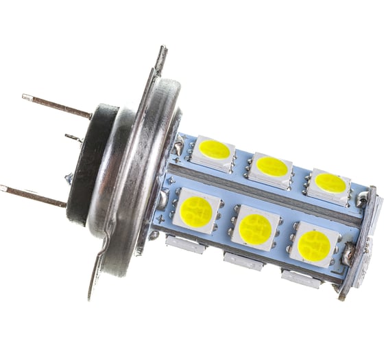 Автолампа диод SKYWAY H7, 12V, 18 SMD, блистер 1-контактная, белая, ближний, дальний свет, противотуманная, S08201021