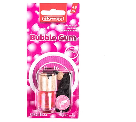 Подвесной ароматизатор - бутылочка с деревянной крышкой SKYWAY Aqua.series 5 мл, bubble gum S03401033