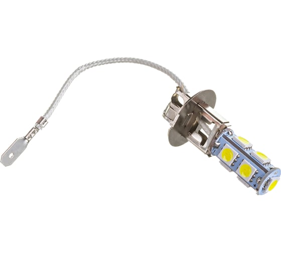 Автолампа диод SKYWAY H3, 12V, 9 SMD, блистер с цоколем, 1-контакт, белая, комплект 2 шт., ближний, дальний, S08201324 1