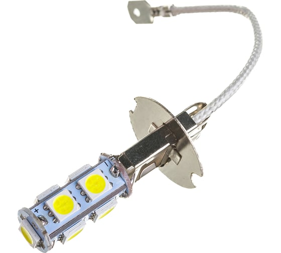 Автолампа диод SKYWAY H3, 12V, 9 SMD, блистер с цоколем, 1-контакт, белая, комплект 2 шт., ближний, дальний, S08201324