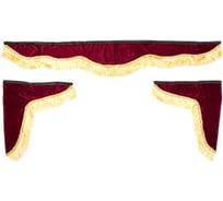 Ламбрекен лобового стекла со шторками SKYWAY 180х60х60см Бордовый S01203010